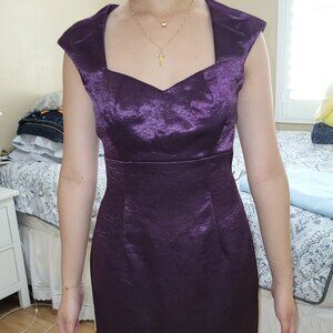 Purple Cap-Sleeve Sheath Dress